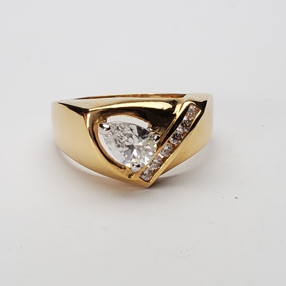 Men'a Yellow Gold Plated Cubic Zirconia Cocktail Ring sizes 13 14 - Picture 7 of 8